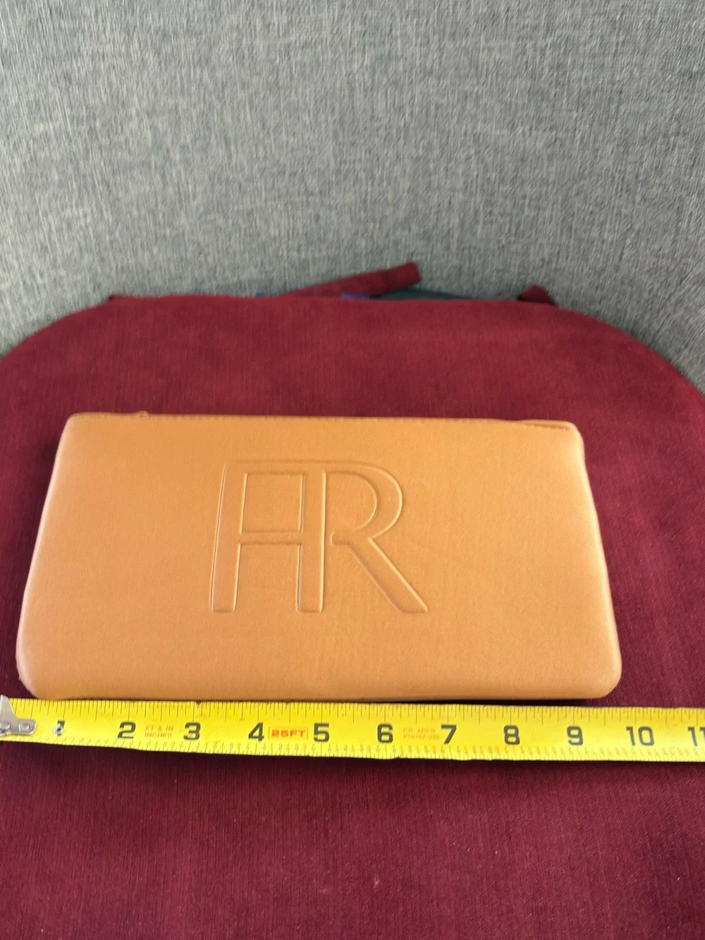 New Chic Tan Faux Leather Makeup Pouch / Cosmetic Bag-10”x5”